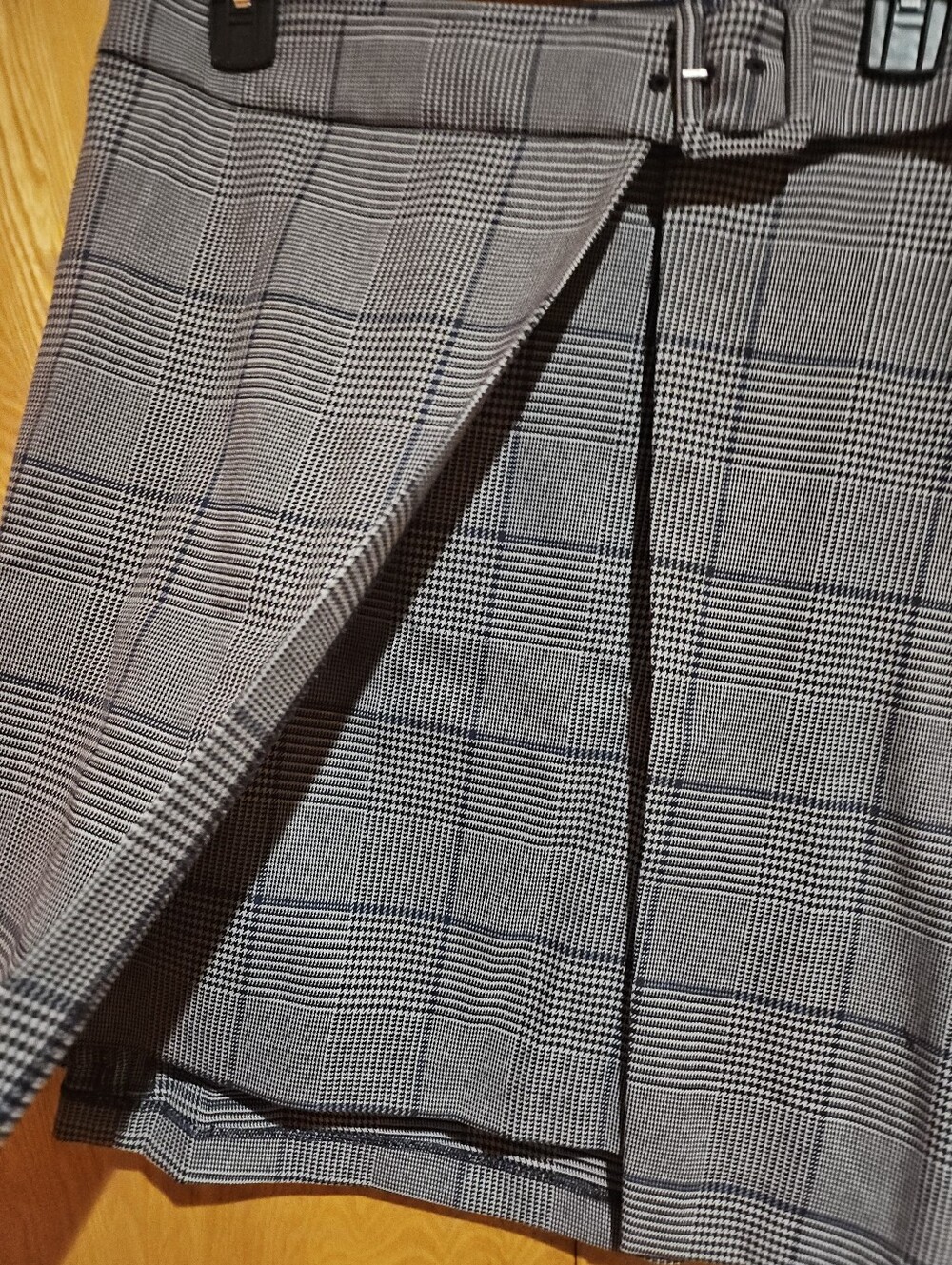 Club Monaco Plaid Wrap Mini Skirt with Belt - Gray - Picture 6 of 6